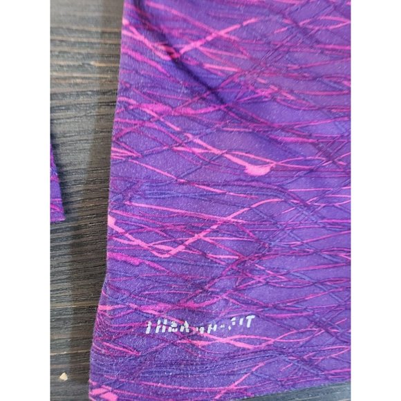 Nike Pro Combat Shirt Purple Dri Fit Fitted 1/4 Zip Thumb Holes Logo Women Sz S - Picture 5 of 15